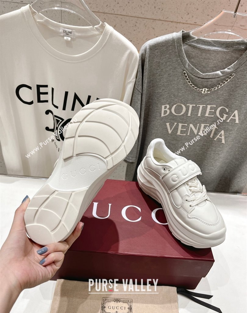 Gucci NY Wave Wedge Sneakers 6.3cm in White Leather 2024 (MD-240906002)