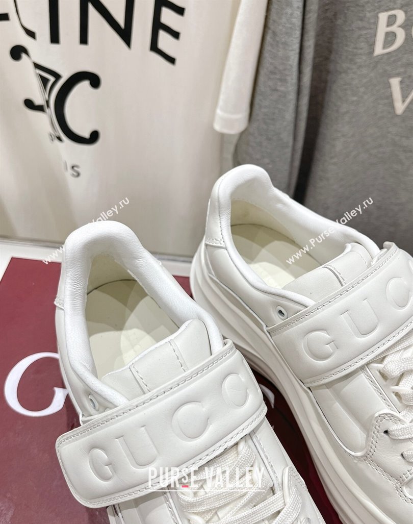 Gucci Wave Wedge Sneakers 6.3cm in White Leather with GUCCI Print 2024 (MD-240906003)