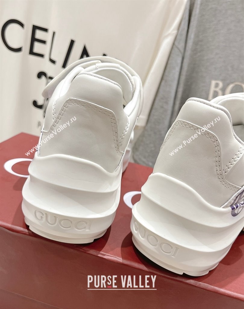 Gucci Wave Wedge Sneakers 6.3cm in White Leather with GUCCI Print 2024 (MD-240906003)