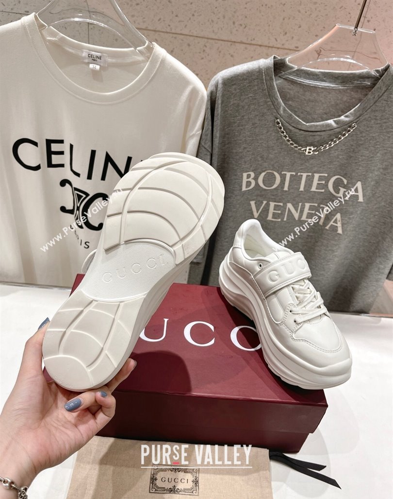 Gucci Wave Wedge Sneakers 6.3cm in White Leather with Chinese Dragon Print 2024 (MD-240906005)