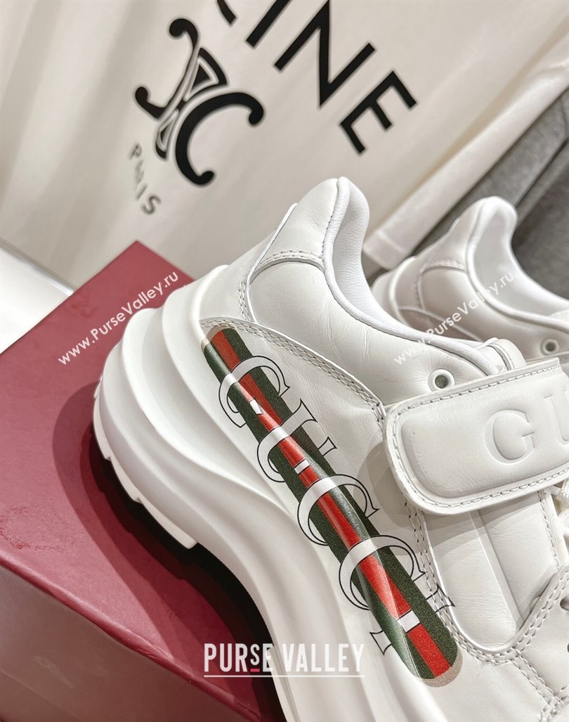 Gucci Wave Wedge Sneakers 6.3cm in White Leather with Web Print 2024 (MD-240906006)