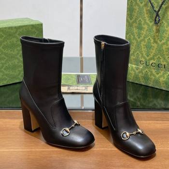 Gucci Leather Horsebit Heel Ankle Boots 6.5/9.5cm Black 2024 (SS-240906008)