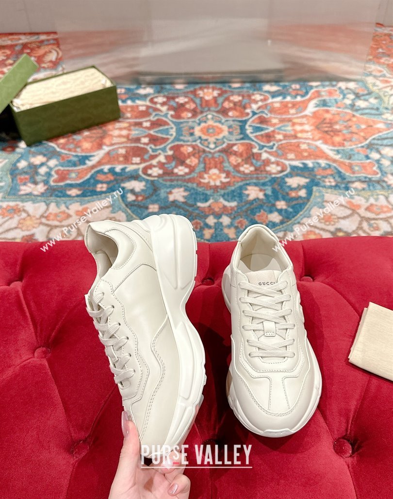 Gucci Rhyton Sneakers in Ivory White Leather with Interlocking G 2024 795782 (MD-240906103)