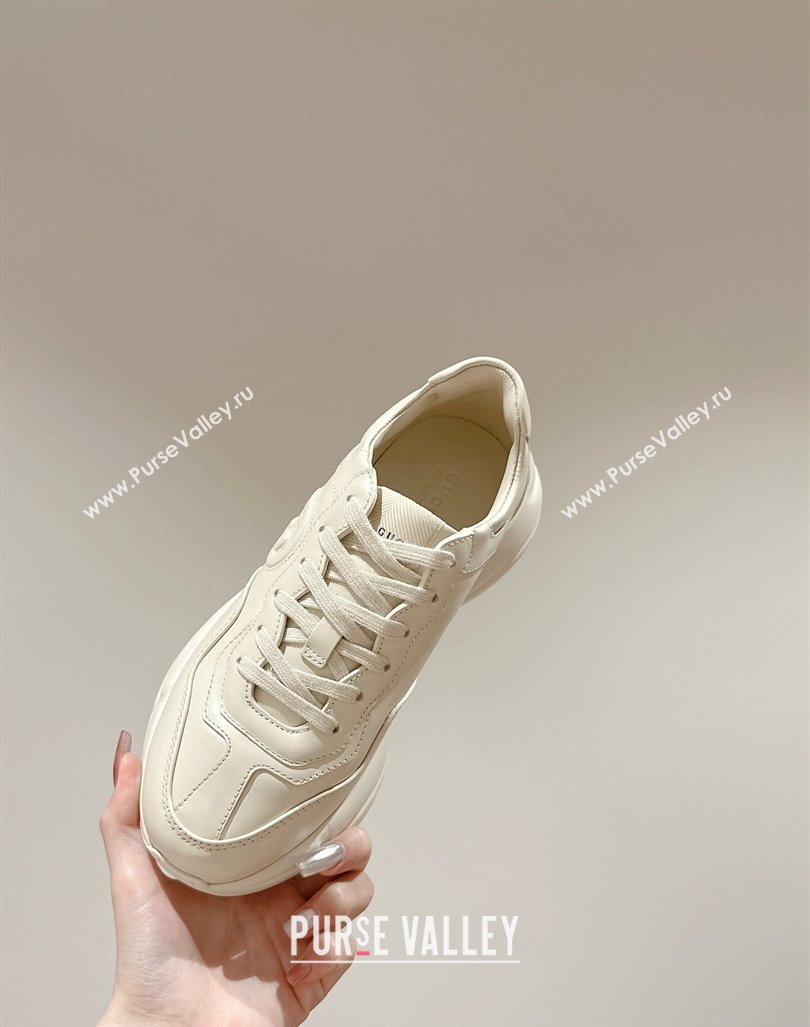 Gucci Rhyton Sneakers in Ivory White Leather with Interlocking G 2024 795782 (MD-240906103)