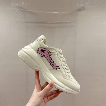 Gucci Rhyton Sneakers in Ivory White Leather with Blue Rabbit 2024 0906 (MD-240906104)