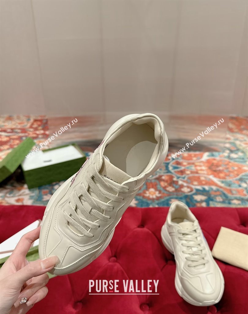 Gucci Rhyton Sneakers in Ivory White Leather with Blue Rabbit 2024 0906 (MD-240906104)