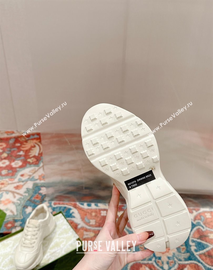 Gucci Rhyton Sneakers in Ivory White Leather with Web Logo 2024 0906 (MD-240906107)