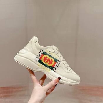 Gucci Rhyton Sneakers in Ivory White Leather with Gucci Logo 2024 0906 (MD-240906109)