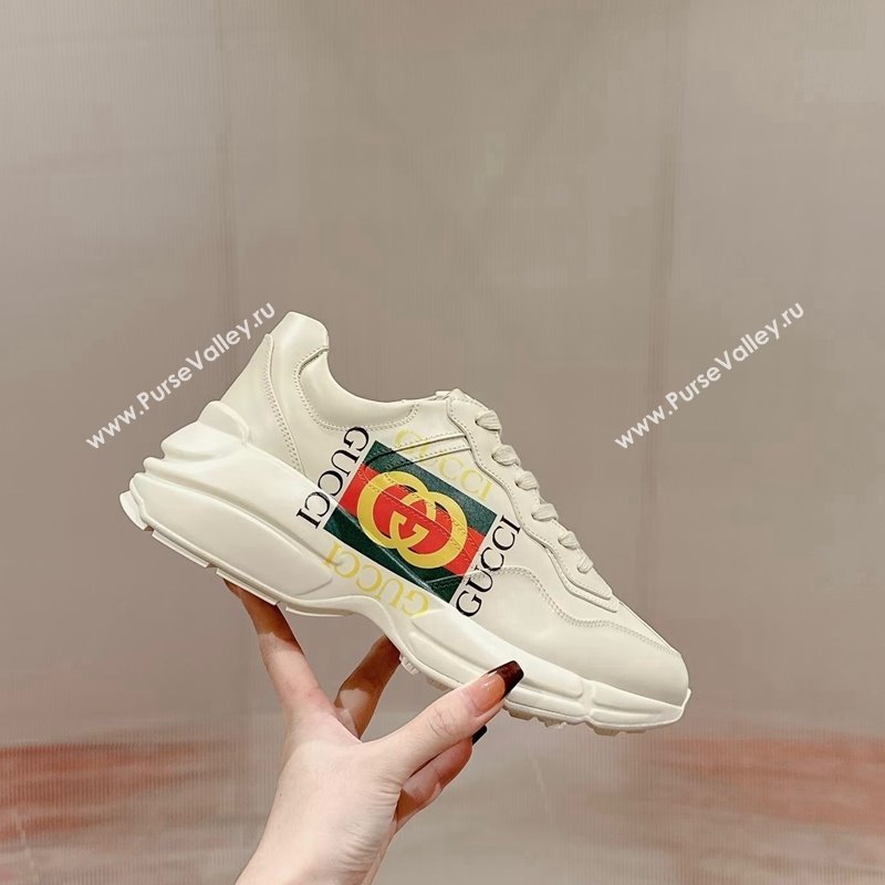 Gucci Rhyton Sneakers in Ivory White Leather with Gucci Logo 2024 0906 (MD-240906109)