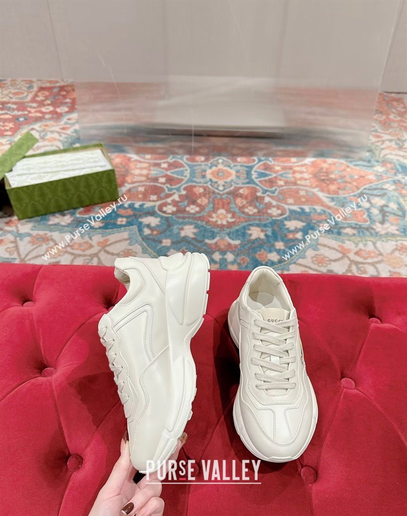 Gucci Rhyton Sneakers in Ivory White Leather with Gucci Logo 2024 0906 (MD-240906109)