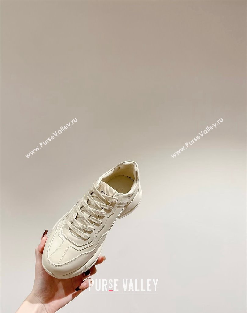 Gucci Rhyton Sneakers in Ivory White Leather with Gucci Logo 2024 0906 (MD-240906109)