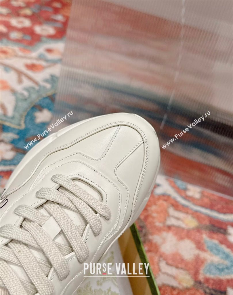 Gucci Rhyton Sneakers in Ivory White Leather with Gucci Logo 2024 0906 (MD-240906109)