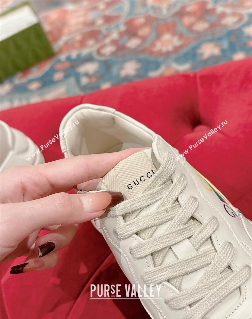 Gucci Rhyton Sneakers in Ivory White Leather with Gucci Logo 2024 0906 (MD-240906109)