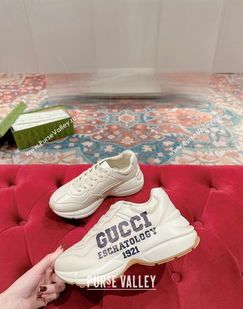 Gucci Rhyton Sneakers in Ivory White Leather with 25 Print 2024 0906 (MD-240906111)