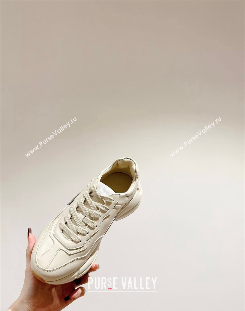 Gucci Rhyton Sneakers in Ivory White Leather with 25 Print 2024 0906 (MD-240906111)