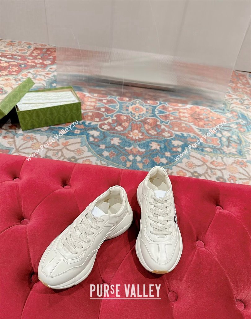 Gucci Rhyton Sneakers in Ivory White Leather with 25 Print 2024 0906 (MD-240906111)