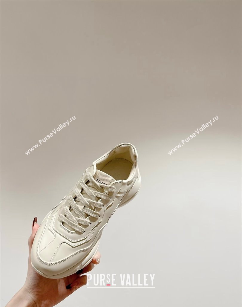 Gucci Rhyton Sneakers in Ivory White Leather with Letter Print 2024 0906 (MD-240906113)