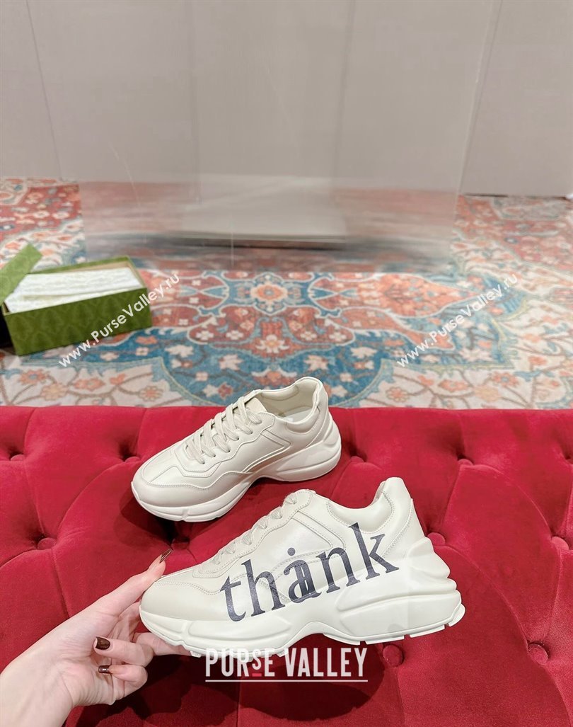 Gucci Rhyton Sneakers in Ivory White Leather with Letter Print 2024 0906 (MD-240906113)