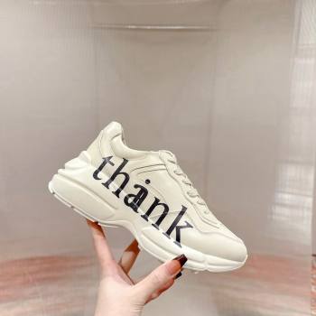 Gucci Rhyton Sneakers in Ivory White Leather with Letter Print 2024 0906 (MD-240906113)