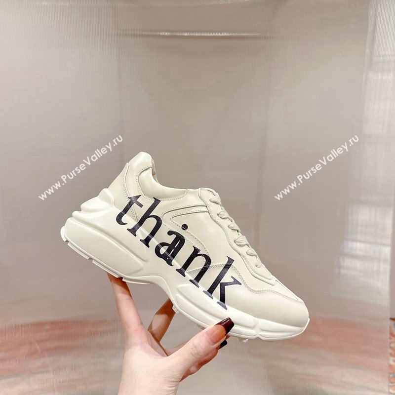 Gucci Rhyton Sneakers in Ivory White Leather with Letter Print 2024 0906 (MD-240906113)