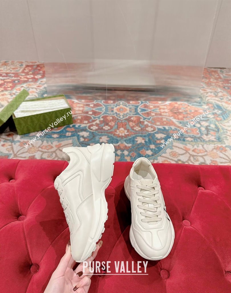 Gucci Rhyton Sneakers in Ivory White Leather with Letter Print 2024 0906 (MD-240906113)