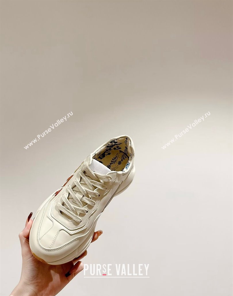 Gucci Rhyton Sneakers in Ivory White Leather with GUCCI Print 2024 0906 (MD-240906114)