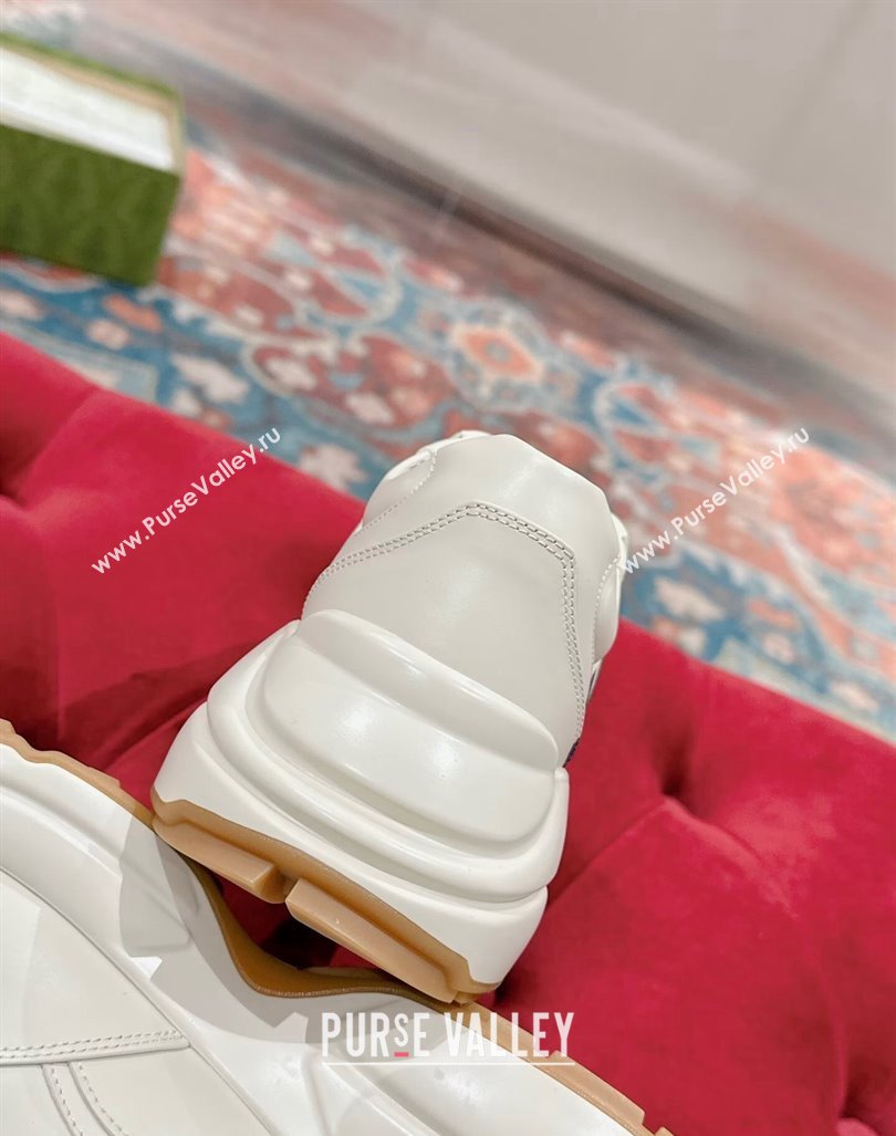 Gucci Rhyton Sneakers in Ivory White Leather with GUCCI Print 2024 0906 (MD-240906114)