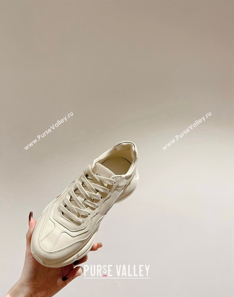 Gucci Rhyton Sneakers in Ivory White Leather with Tiger Print 2024 0906 (MD-240906116)