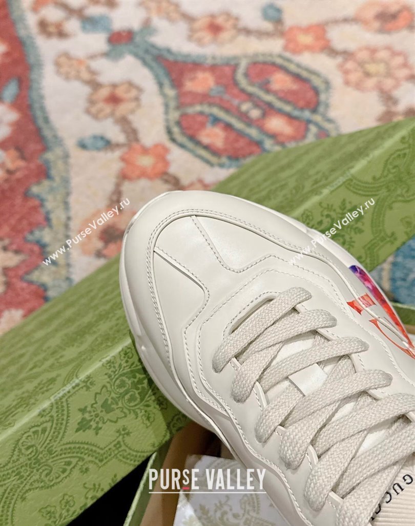 Gucci Rhyton Sneakers in Ivory White Leather with Multicolor Web 2024 0906 (MD-240906117)