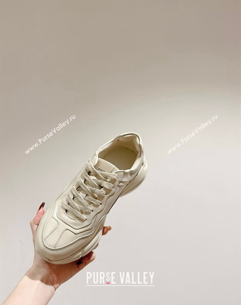 Gucci Rhyton Sneakers in All Ivory White Leather 2024 0906 (MD-240906118)