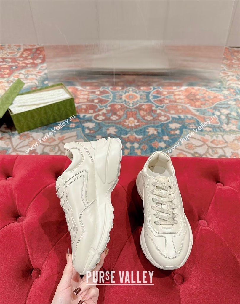 Gucci Rhyton Sneakers in All Ivory White Leather 2024 0906 (MD-240906118)