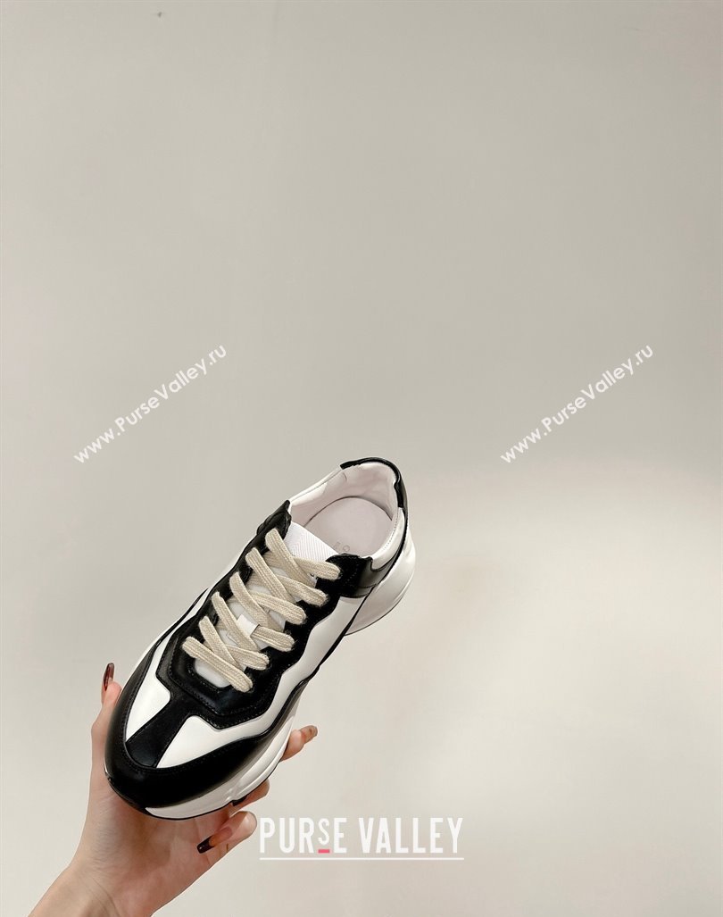 Gucci Rhyton Sneakers in White and Black Leather 2024 0906 (MD-240906119)