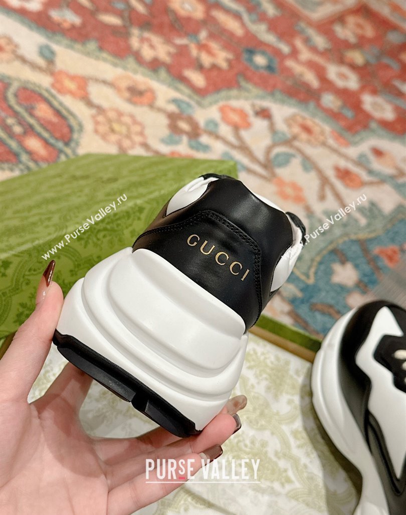 Gucci Rhyton Sneakers in White and Black Leather 2024 0906 (MD-240906119)