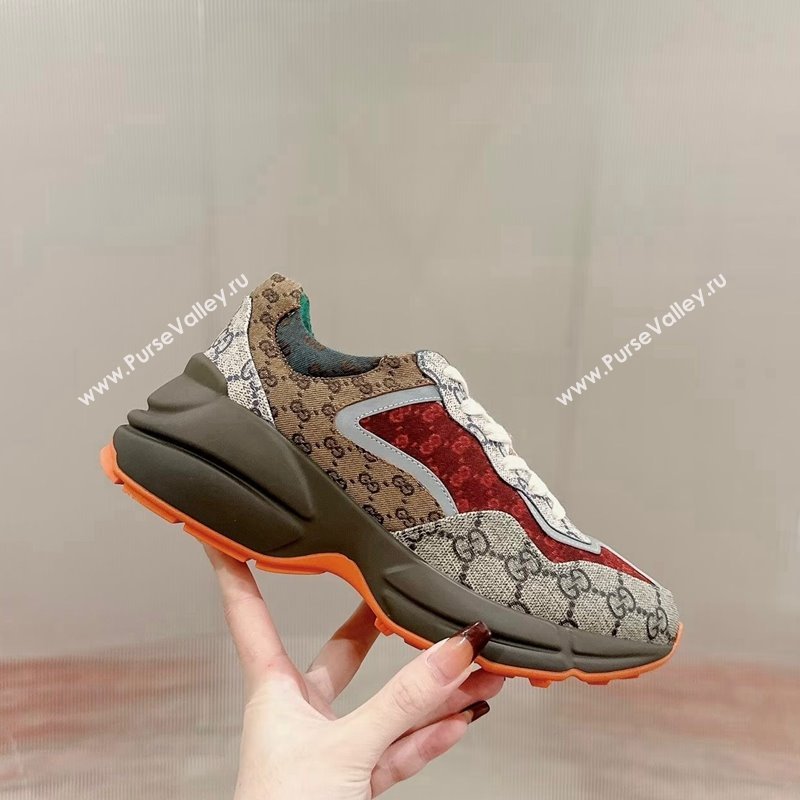 Gucci Rhyton Sneakers in GG Supreme Canvas Red/Multicolor 2024 0906 (MD-240906121)