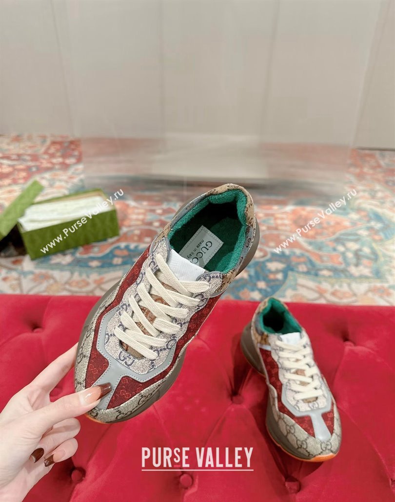 Gucci Rhyton Sneakers in GG Supreme Canvas Red/Multicolor 2024 0906 (MD-240906121)