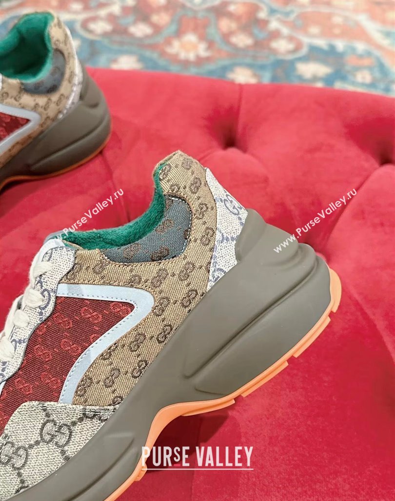 Gucci Rhyton Sneakers in GG Supreme Canvas Red/Multicolor 2024 0906 (MD-240906121)