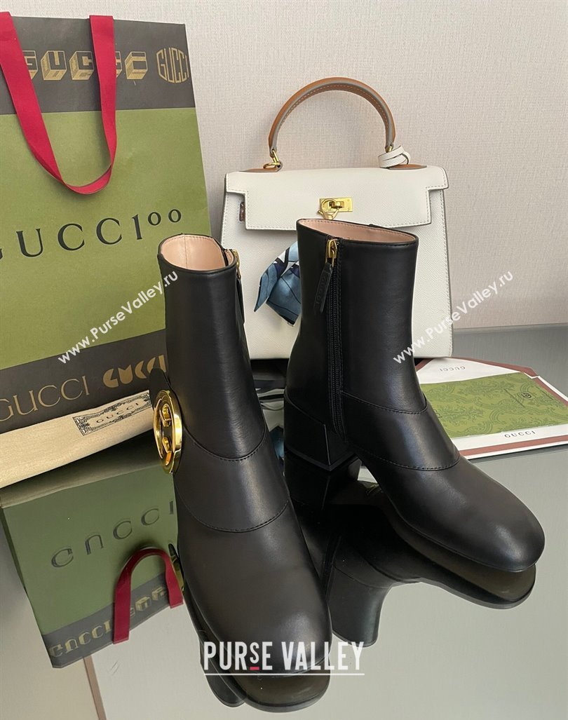 Gucci Blondie Leather Ankle Boot 5.5cm Black 2024 GG090602 (MD-240906015)