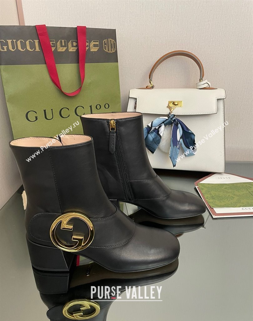 Gucci Blondie Leather Ankle Boot 5.5cm Black 2024 GG090602 (MD-240906015)