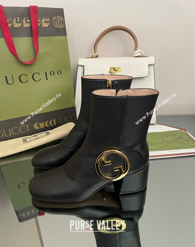 Gucci Blondie Leather Ankle Boot 5.5cm Black 2024 GG090602 (MD-240906015)