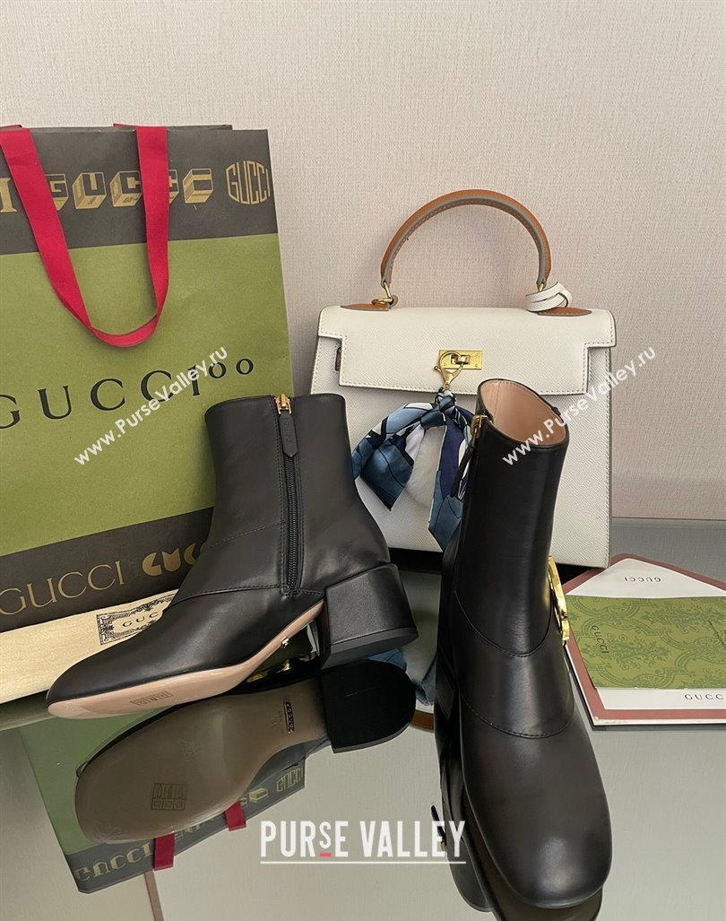 Gucci Blondie Leather Ankle Boot 5.5cm Black 2024 GG090602 (MD-240906015)