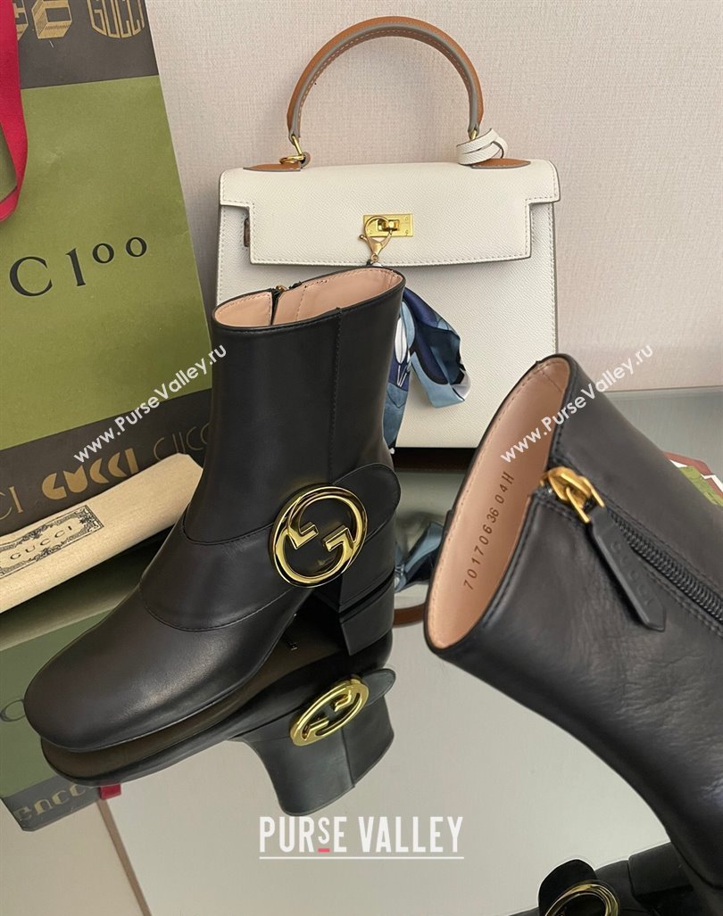 Gucci Blondie Leather Ankle Boot 5.5cm Black 2024 GG090602 (MD-240906015)