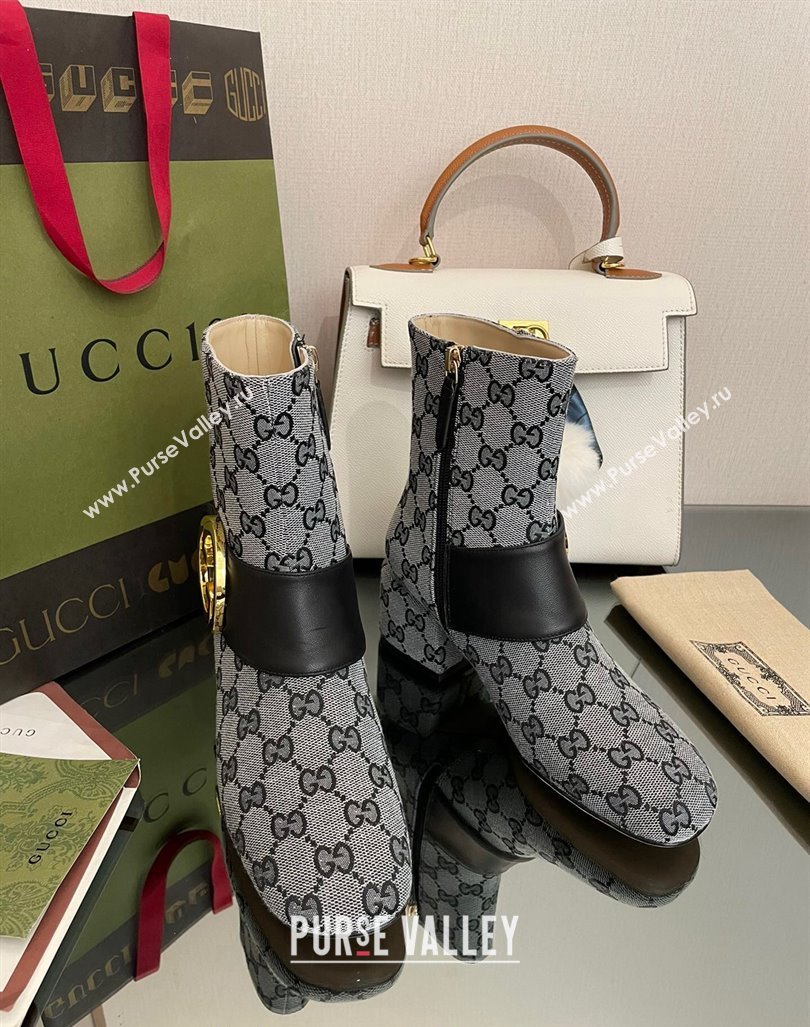 Gucci Blondie GG Canvas Ankle Boot 5.5cm Grey 2024 GG090602 (MD-240906016)