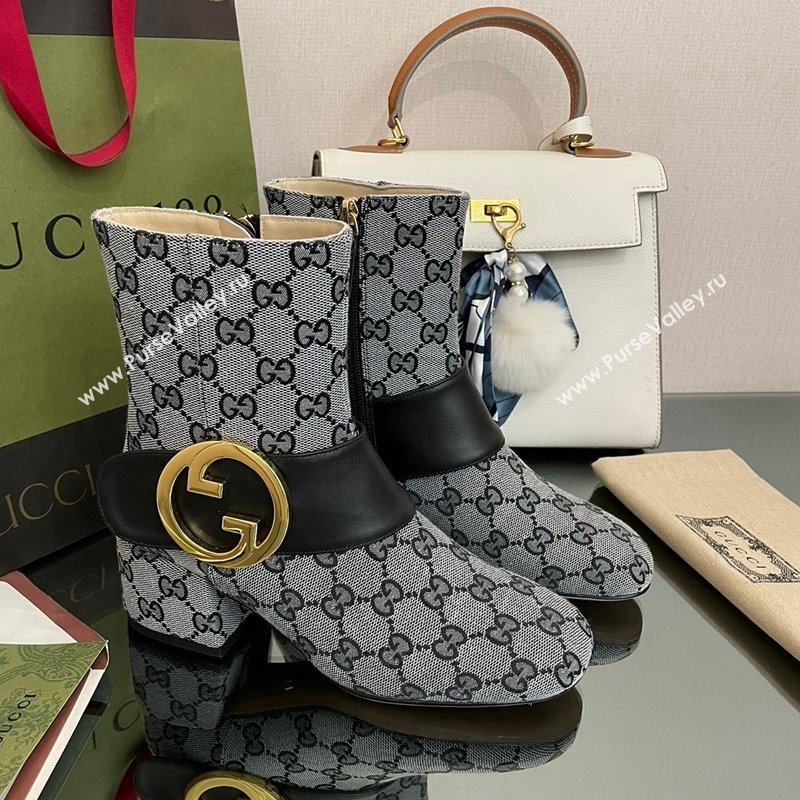 Gucci Blondie GG Canvas Ankle Boot 5.5cm Grey 2024 GG090602 (MD-240906016)