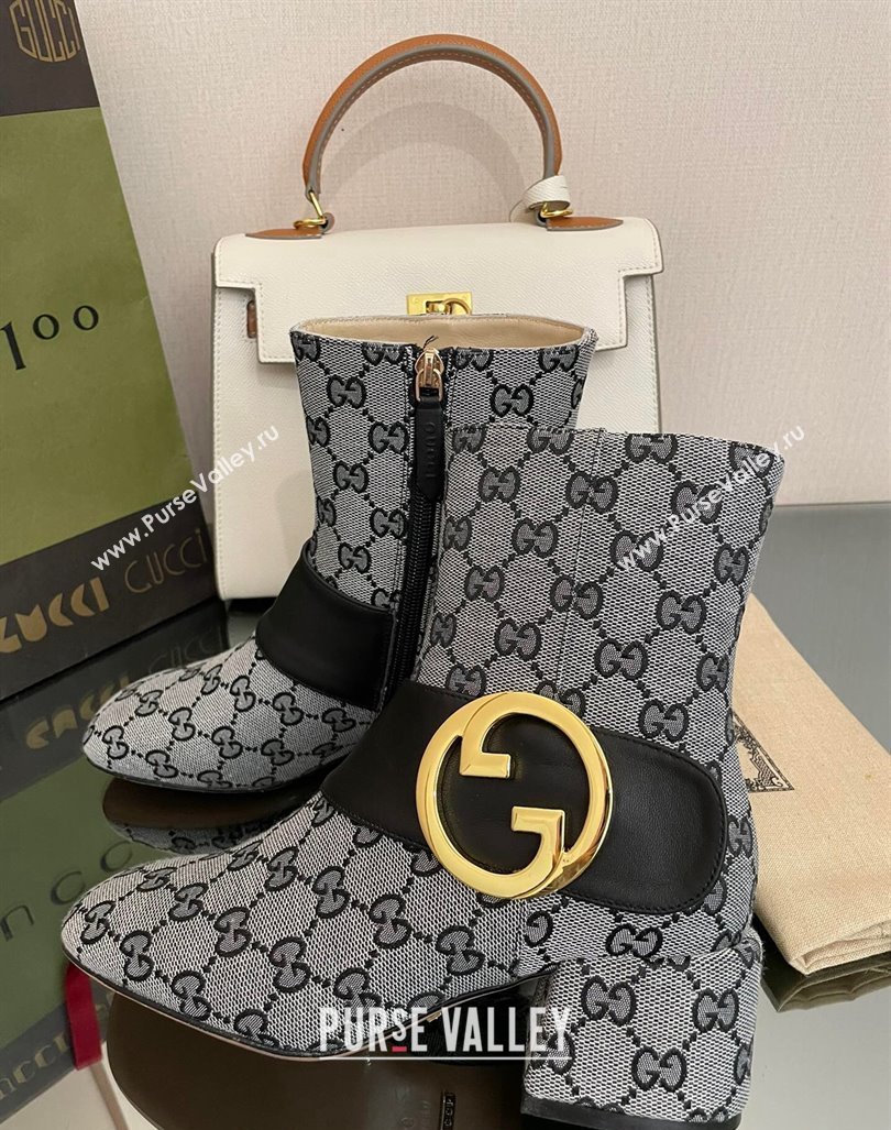 Gucci Blondie GG Canvas Ankle Boot 5.5cm Grey 2024 GG090602 (MD-240906016)