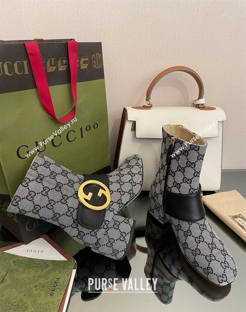 Gucci Blondie GG Canvas Ankle Boot 5.5cm Grey 2024 GG090602 (MD-240906016)