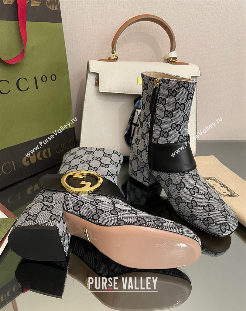 Gucci Blondie GG Canvas Ankle Boot 5.5cm Grey 2024 GG090602 (MD-240906016)