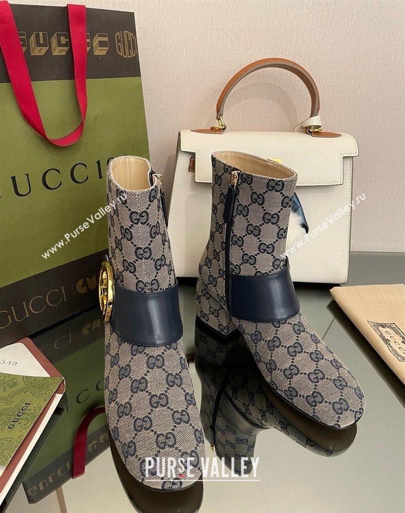 Gucci Blondie GG Canvas Ankle Boot 5.5cm Blue 2024 GG090602 (MD-240906017)