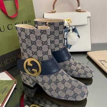 Gucci Blondie GG Canvas Ankle Boot 5.5cm Blue 2024 GG090602 (MD-240906017)