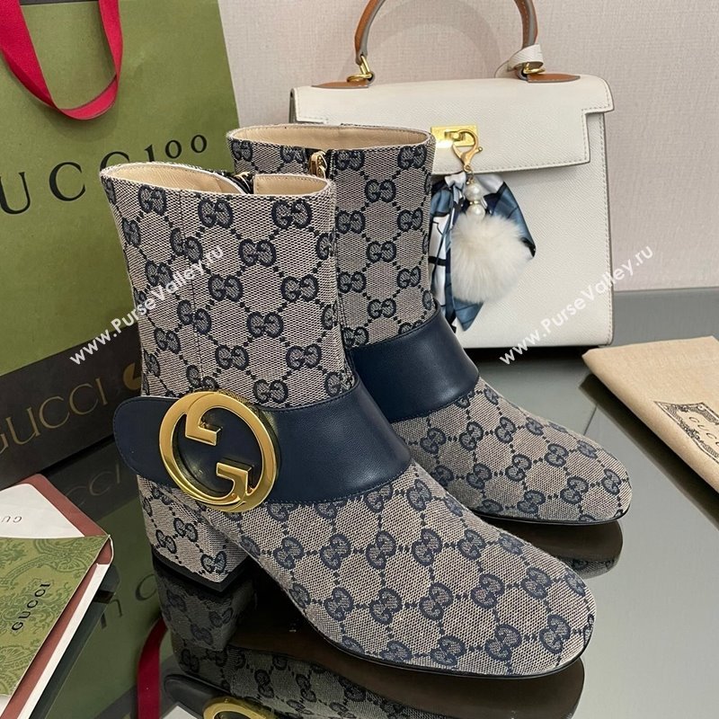 Gucci Blondie GG Canvas Ankle Boot 5.5cm Blue 2024 GG090602 (MD-240906017)