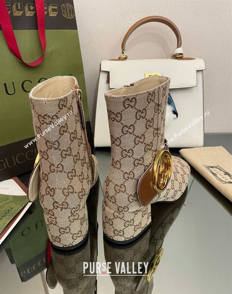 Gucci Blondie GG Canvas Ankle Boot 5.5cm Light Brown 2024 GG090602 (MD-240906018)